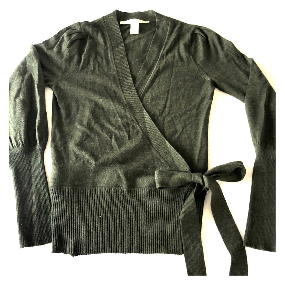 Forest Green DVF long sleeve wrap top